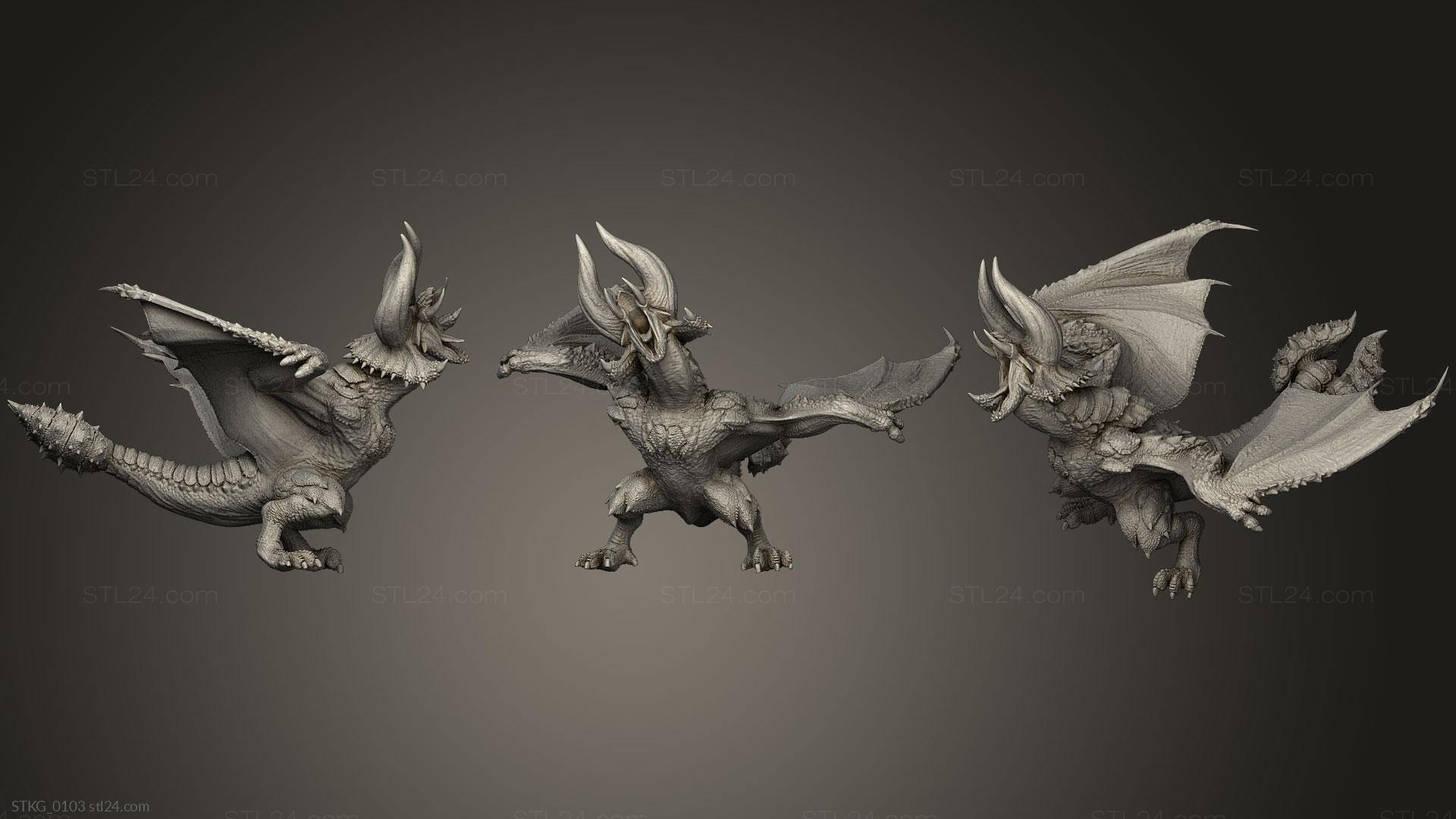 Figurines of griffins and dragons - Mhw Diablos, STKG_0103. 3D stl